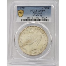 AUSTRALIA 1937 . CROWN . PCGS AU50